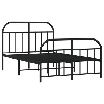 vidaXL Estrutura de cama com cabeceira e pés 120x200 cm metal preto