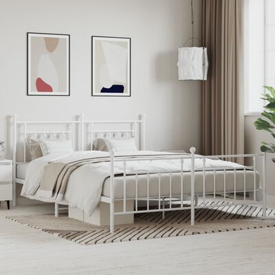 vidaXL Estrutura de cama com cabeceira e pés 180x200 cm metal branco