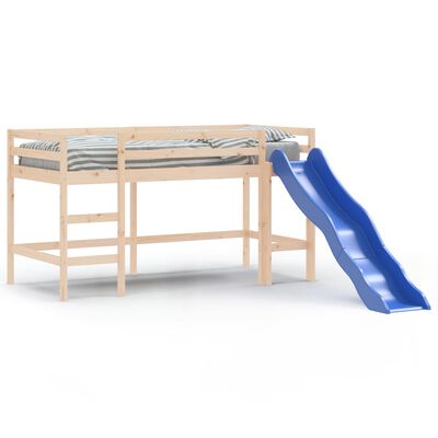 vidaXL Cama alta para criança com escorrega 90x190 cm pinho maciço