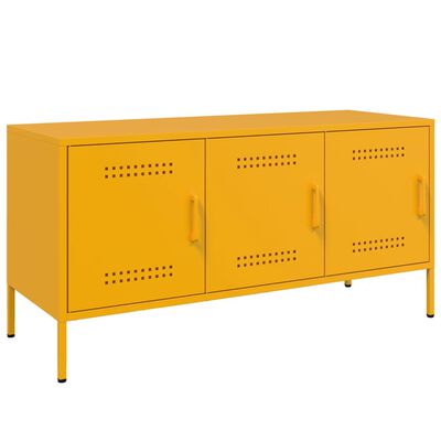 vidaXL Móvel de TV 100,5x39x50,5 cm aço amarelo mostarda