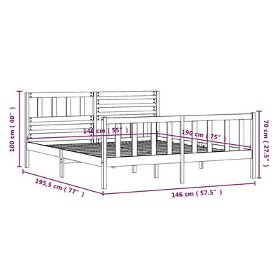 vidaXL Estrutura de cama 140x190 cm madeira maciça