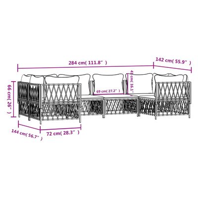 vidaXL 6 pcs conjunto lounge de jardim com almofadões aço antracite