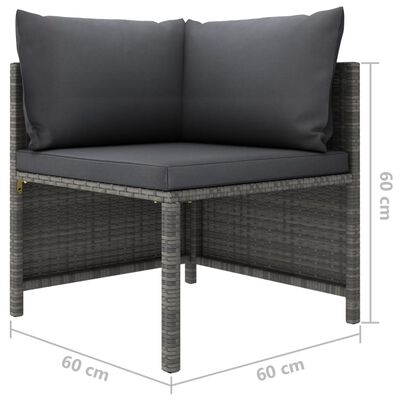 vidaXL 11 pcs conjunto lounge de jardim c/ almofadões vime PE cinzento