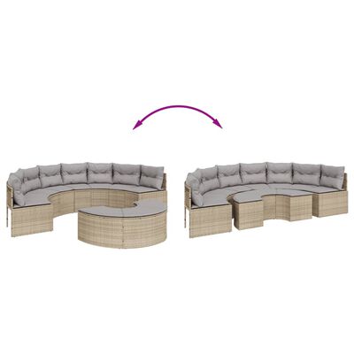 vidaXL 2 pcs conjunto de sofás de jardim semicircular vime PE bege