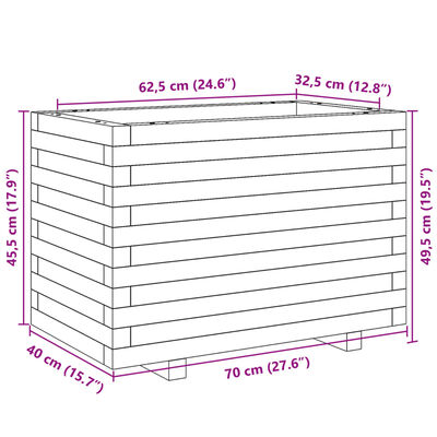 vidaXL Vaso/floreira de jardim 70x40x49,5 cm madeira de pinho maciça