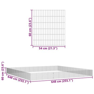 vidaXL Recinto exterior p/ animais 48painéis 54x60cm ferro galvanizado