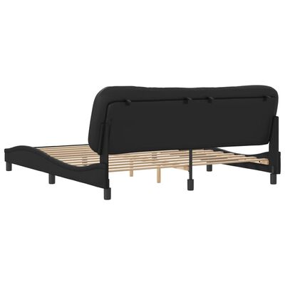 vidaXL Estrutura de cama c/ cabeceira 180x200cm couro artificial preto