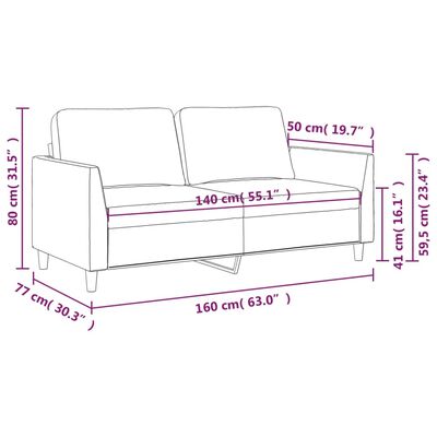 vidaXL Sofá de 2 lugares 140 cm couro artificial cor cappuccino