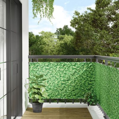 vidaXL Tela de privacidade jardim aspeto plantas 1000x75 cm PVC verde