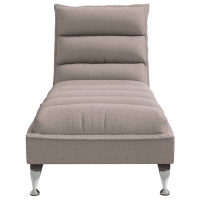 vidaXL Chaise lounge massagem c/ almofadões tecido cinza-acastanhado