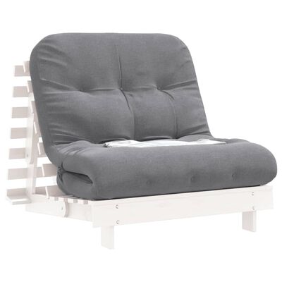 vidaXL Sofá-cama futon com colchão 90x206x11 cm pinho maciço branco