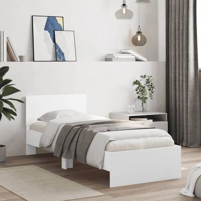 vidaXL Estrutura cama c/ cabeceira 90x200 cm derivados madeira branco