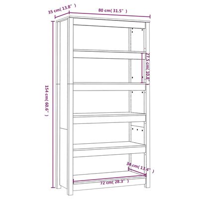 vidaXL Estante 80x35x154 cm madeira de pinho maciça branco