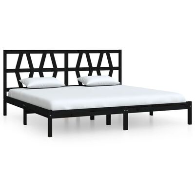 vidaXL Estrutura de cama 200x200 cm pinho maciço preto