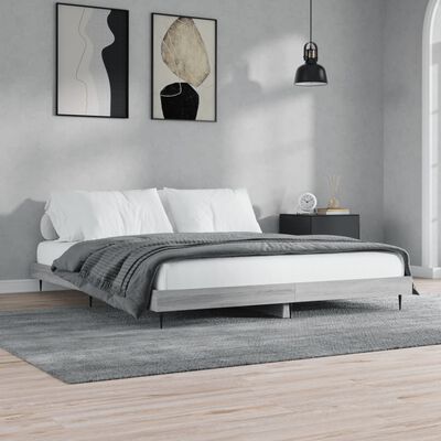 vidaXL Estrutura de cama 140x200 cm derivados de madeira cinza sonoma