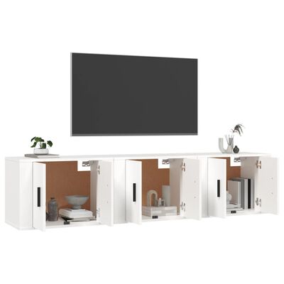 vidaXL Móveis de TV de parede 3 pcs 57x34,5x40 cm branco