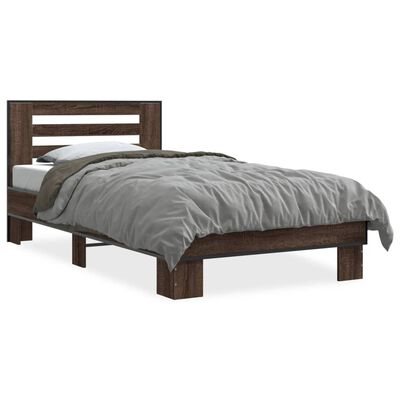 vidaXL Estrutura de cama derivados de madeira/metal carvalho castanho