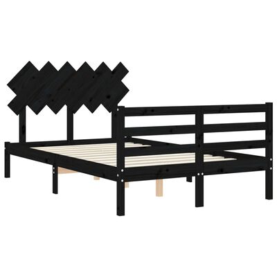 vidaXL Estrutura de cama com cabeceira 120x200cm madeira maciçao preto