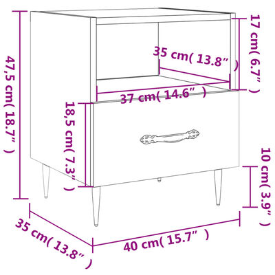 vidaXL Mesa de cabeceira 2 pcs derivados de madeira carvalho castanho