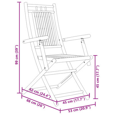 vidaXL Cadeiras de jardim dobráveis 6 pcs 53x66x99 cm bambu