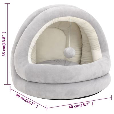 vidaXL Cama para gatos 40x40x35 cm cinzento e cor creme