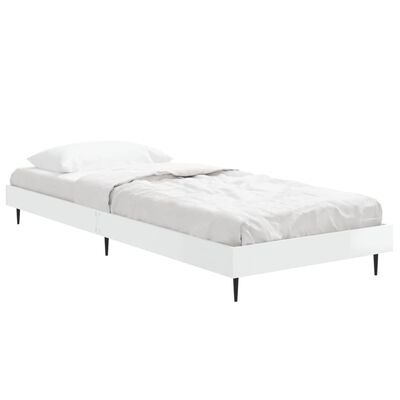 vidaXL Estrutura cama 75x190 cm derivados de madeira branco brilhante