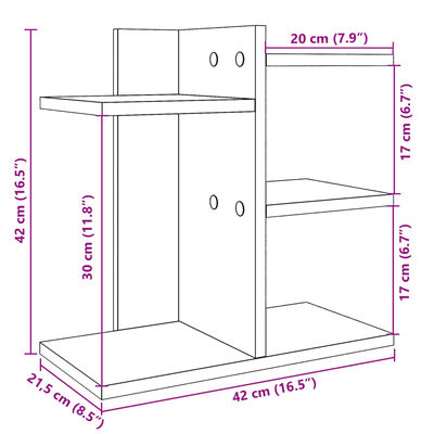 vidaXL Organizador de secretária 42x21,5x42 cm derivados madeira preto