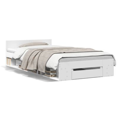 vidaXL Estrutura de cama c/ gaveta 100x200 cm derivados madeira branco
