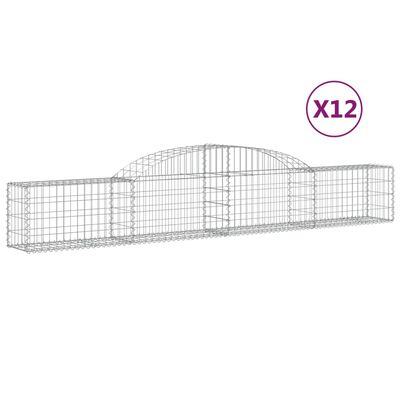 vidaXL Cestos gabião arqueados 12pcs 300x30x40/60 cm ferro galvanizado