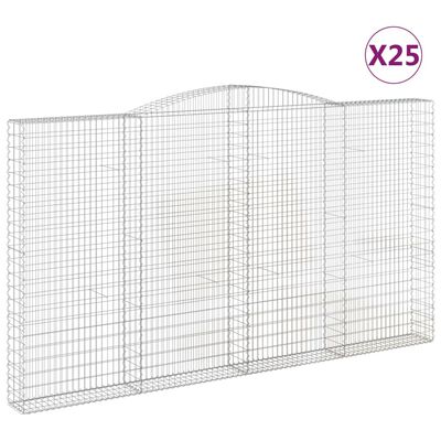 vidaXL Cestos gabião arqueados 25 pcs 400x30x220/240 ferro galvanizado