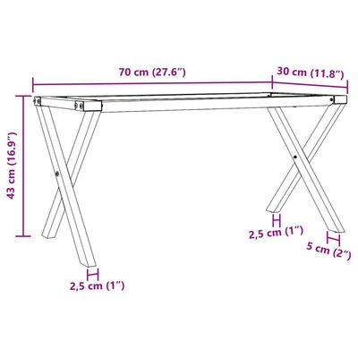 vidaXL Pernas para mesa de centro estrutura em X ferro fundido