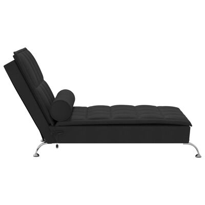 vidaXL Chaise lounge de massagem com rolo tecido preto