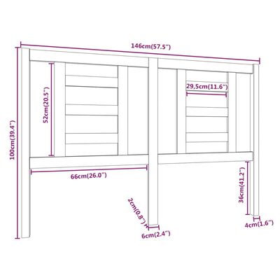 VidaXL Cabeceira de cama 146x4x100 cm pinho maciço castanho mel