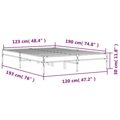 vidaXL Estrutura cama 120x190 cm derivados de madeira/metal