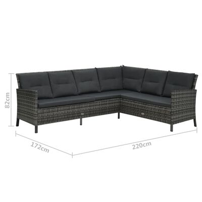 vidaXL 4 pcs conjunto lounge de jardim c/ almofadões vime PE cinzento