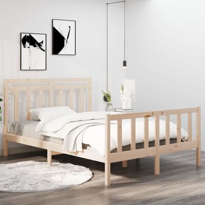 vidaXL Estrutura de cama casal 135x190 cm madeira maciça