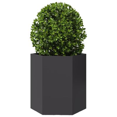 vidaXL Vaso/floreira de jardim hexagonal 46x40x45 cm aço preto