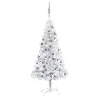 vidaXL Árvore Natal artificial pré-iluminada c/bola 150cm PET prateado