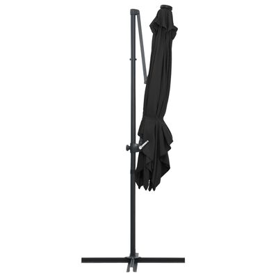 vidaXL Guarda-sol cantilever c/ luzes LED e poste aço 250x250 cm preto