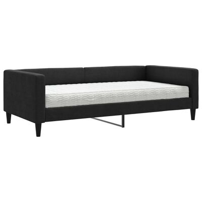 vidaXL Sofá-cama com colchão 100x200 cm tecido preto