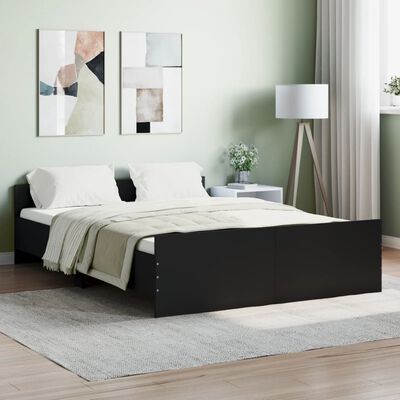 vidaXL Estrutura de cama com cabeceira e pés 140x190 cm preto