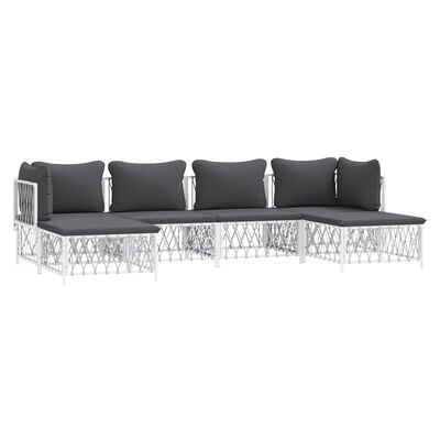 vidaXL 6 pcs conjunto lounge de jardim com almofadões aço branco