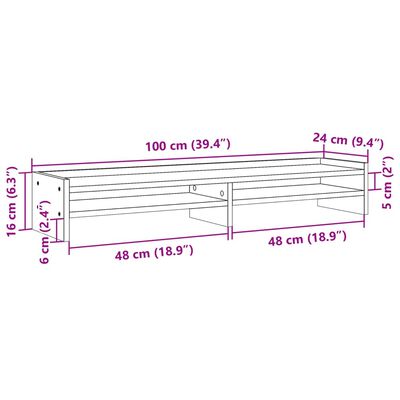 vidaXL Suporte monitor 100x24x16cm derivados madeira carvalho castanho