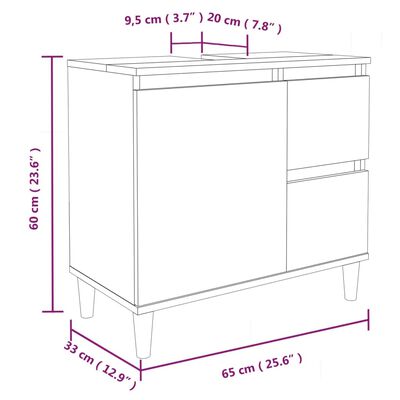 vidaXL 3 pcs conj. móveis casa banho derivados madeira cinza cimento