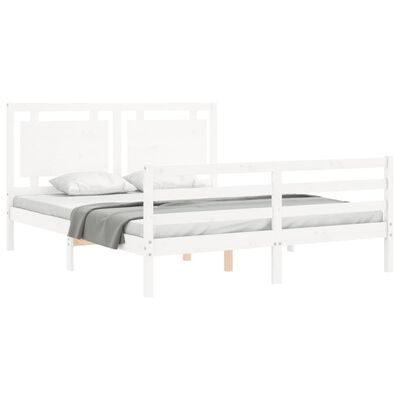 vidaXL Estrutura de cama com cabeceira 160x200 cm madeira maciça