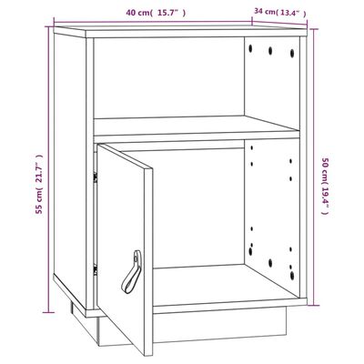 vidaXL Mesas de cabeceira 2 pcs 40x34x55 cm pinho maciço castanho mel