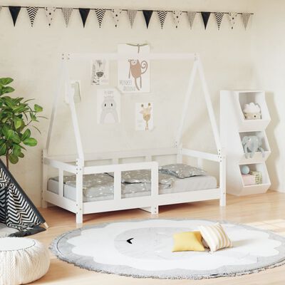 vidaXL Estrutura de cama infantil 70x140 cm pinho maciço branco