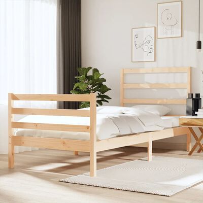 vidaXL Estrutura de cama solteiro 90x190 cm pinho maciço