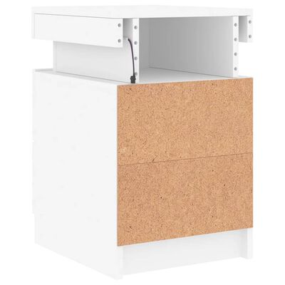 vidaXL Mesas de cabeceira com luzes LED 2 pcs 35x39x55 cm branco