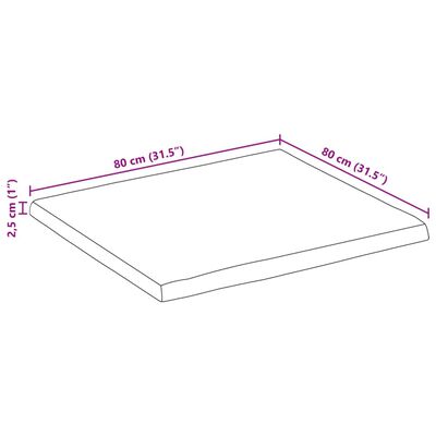 vidaXL Tampo de mesa c/ borda viva 80x80x2,5 cm mangueira maciça